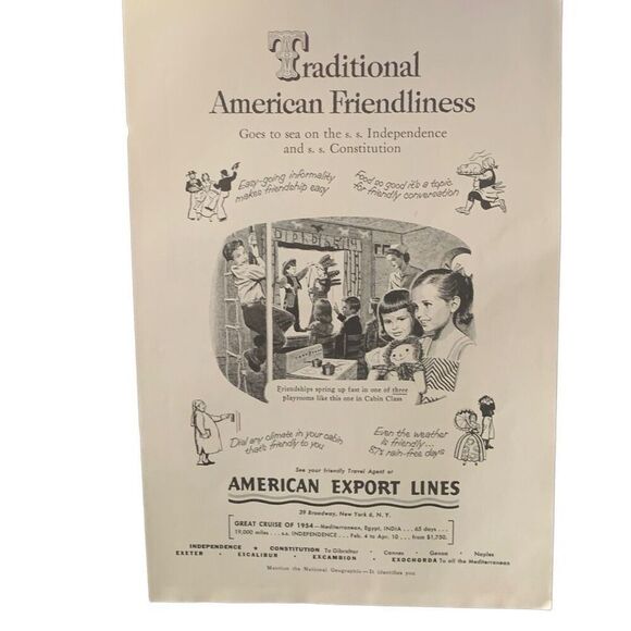 Vintage 1953 American Export Lines American Friendliness Ad Advertisment - Picture 3 of 4